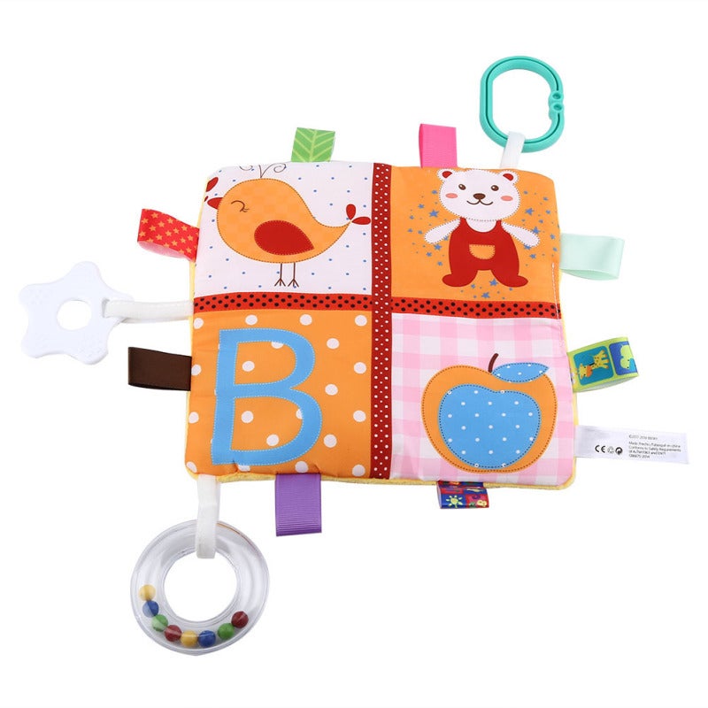 Baby Teething Towel Toy Soft Plush Tear-Proof Durable - Non-Toxic Washable Colorfast Sensory Toy with Sound for Infant Visual Development Stroller Use - Image 2