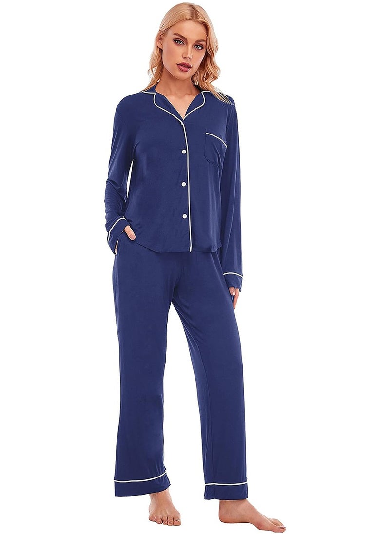 Caprisious Women's Soft Knitted Cotton Pajamas Set - Button-Down Long/Short Sleeve 2 Piece Sleepwear Loungewear - Comfortable Stylish Nightwear  - Image 1