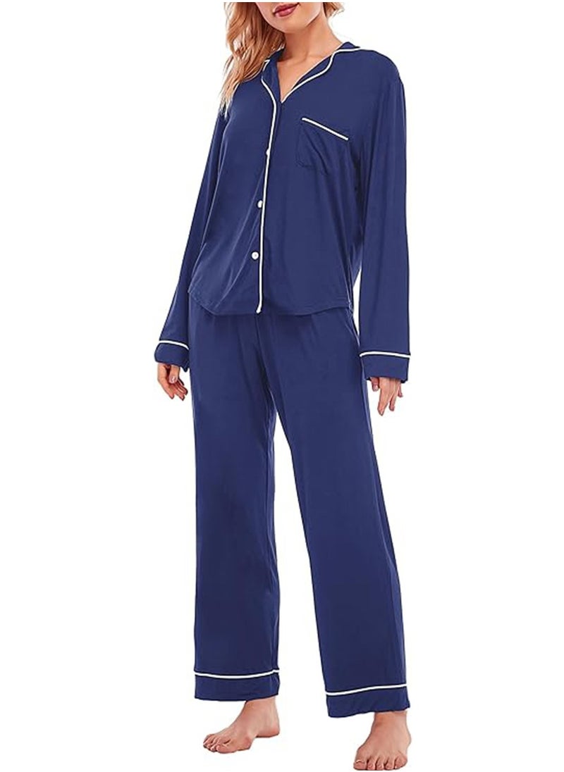 Caprisious Women's Soft Knitted Cotton Pajamas Set - Button-Down Long/Short Sleeve 2 Piece Sleepwear Loungewear - Comfortable Stylish Nightwear  - Image 2