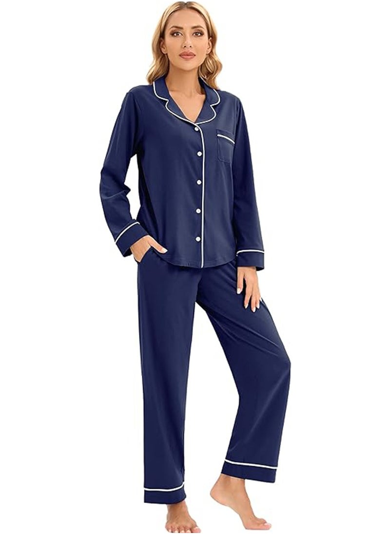 Caprisious Women's Soft Knitted Cotton Pajamas Set - Button-Down Long/Short Sleeve 2 Piece Sleepwear Loungewear - Comfortable Stylish Nightwear  - Image 3