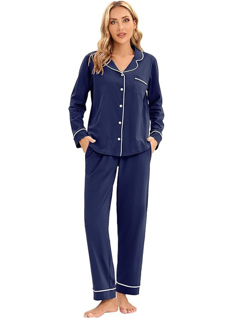 Caprisious Women's Soft Knitted Cotton Pajamas Set - Button-Down Long/Short Sleeve 2 Piece Sleepwear Loungewear - Comfortable Stylish Nightwear  - Image 4