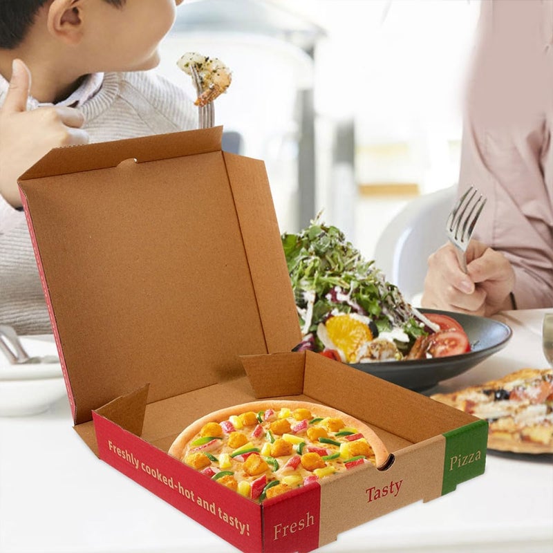 Garneck 20pcs 7-inch Kraft Corrugated Paper Pizza Boxes, Disposable Takeout Food Containers Foldable Design, Small Cardboard Pizza Cartons, Mailing, and Party Use - Image 5