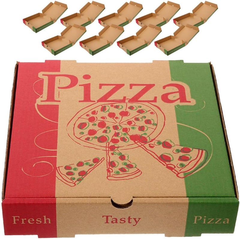Garneck 20pcs 7-inch Kraft Corrugated Paper Pizza Boxes, Disposable Takeout Food Containers Foldable Design, Small Cardboard Pizza Cartons, Mailing, and Party Use - Image 1