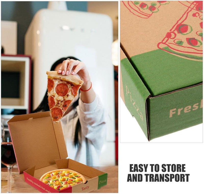 Garneck 20pcs 7-inch Kraft Corrugated Paper Pizza Boxes, Disposable Takeout Food Containers Foldable Design, Small Cardboard Pizza Cartons, Mailing, and Party Use - Image 3