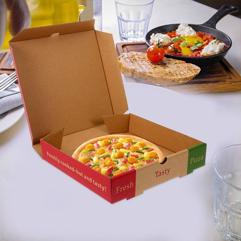 Garneck 20pcs 7-inch Kraft Corrugated Paper Pizza Boxes, Disposable Takeout Food Containers Foldable Design, Small Cardboard Pizza Cartons, Mailing, and Party Use - Image 4