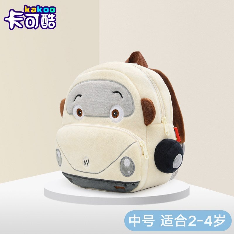 Plush Kids Backpack, Beetle Car Vehicle Design, Soft Lightweight School Bag for Toddlers and Preschool Kids - Image 5