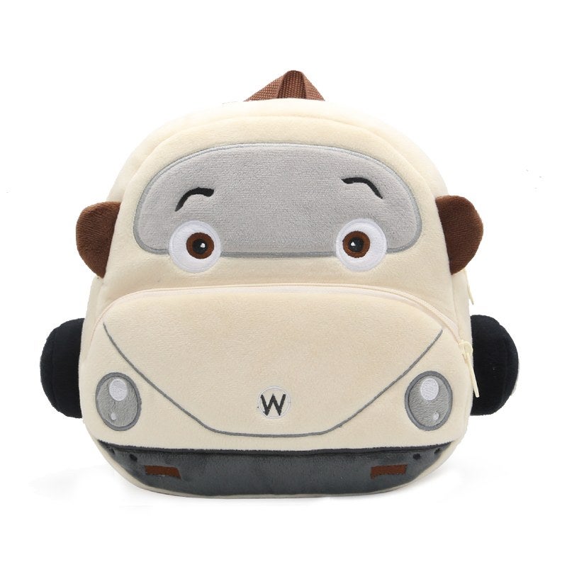 Plush Kids Backpack, Beetle Car Vehicle Design, Soft Lightweight School Bag for Toddlers and Preschool Kids - Image 1