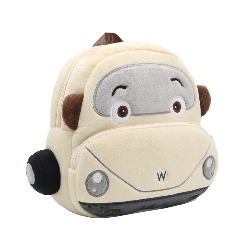 Plush Kids Backpack, Beetle Car Vehicle Design, Soft Lightweight School Bag for Toddlers and Preschool Kids - Image 3