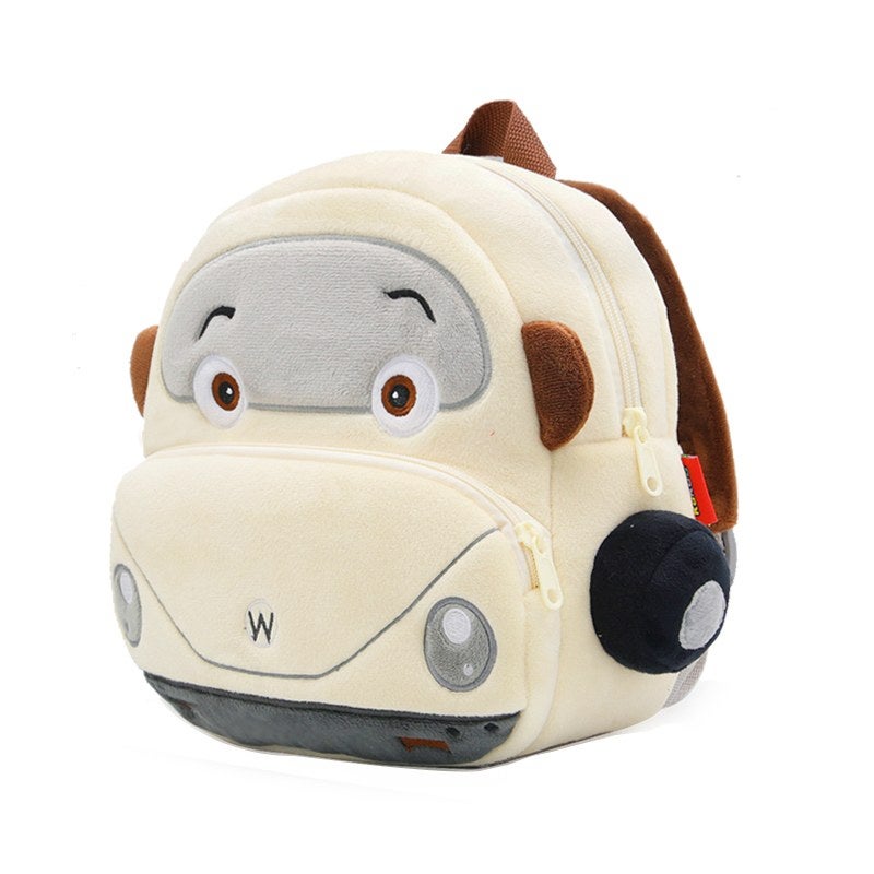 Plush Kids Backpack, Beetle Car Vehicle Design, Soft Lightweight School Bag for Toddlers and Preschool Kids - Image 2