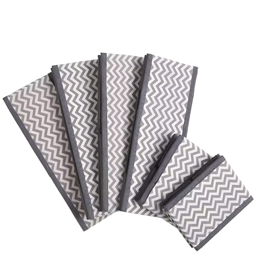 Gowloz Zigzag Grey Printed Foldable Storage Boxes | Decorative Non-Woven Fabric Organizers | 2 Small, 2 Medium & 2 Large for Clothes, Toys & Home Décor – Set of 6 - Image 2