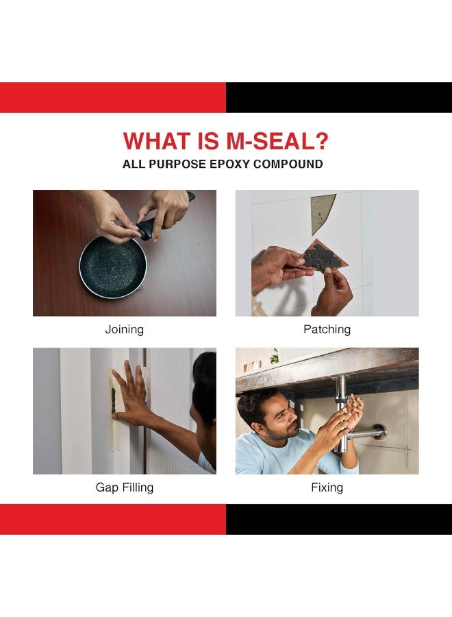 Pidilite Combo 5 pcs Pidilite M-Seal Regular Epoxy Compound 100g, All Purpose Waterproof Adhesive for Metal Pipe Ceramic Wood Plastic Crack Filling Leak Sealing Repair - Image 3