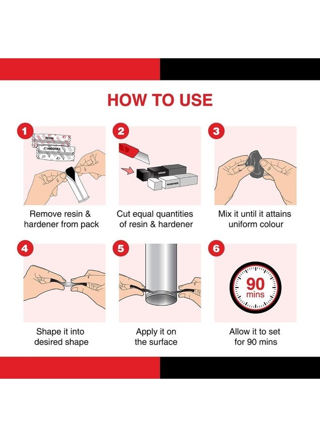 Pidilite Combo 5 pcs Pidilite M-Seal Regular Epoxy Compound 100g, All Purpose Waterproof Adhesive for Metal Pipe Ceramic Wood Plastic Crack Filling Leak Sealing Repair - Image 2