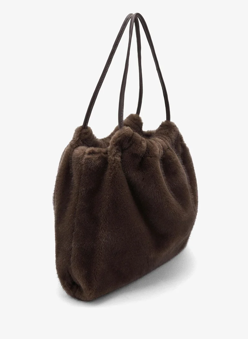 MANGO Fur-effect shoulder bag