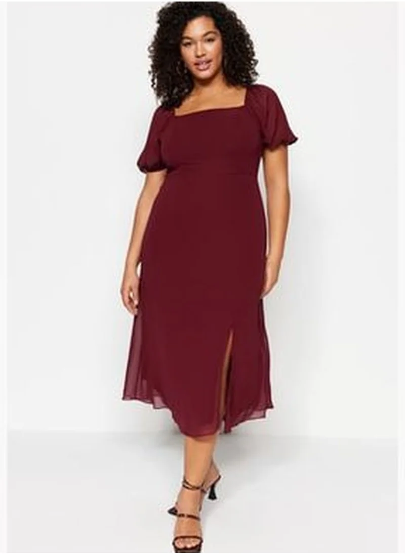 trendyol Claret Red Woven Slit Dress TBBSS22AH0012