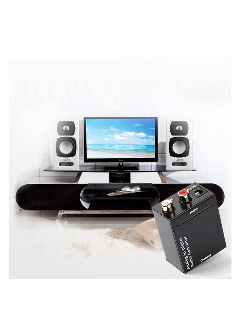 Analog to Digital Audio Converter Adapter for Audio Switching Converts Analog Stereo Audio Signal from R L Input to Coaxial and Toslink