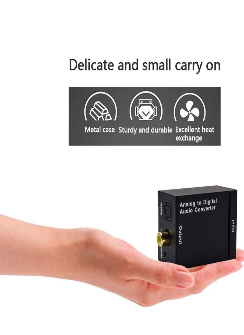 Analog to Digital Audio Converter Adapter for Audio Switching Converts Analog Stereo Audio Signal from R L Input to Coaxial and Toslink