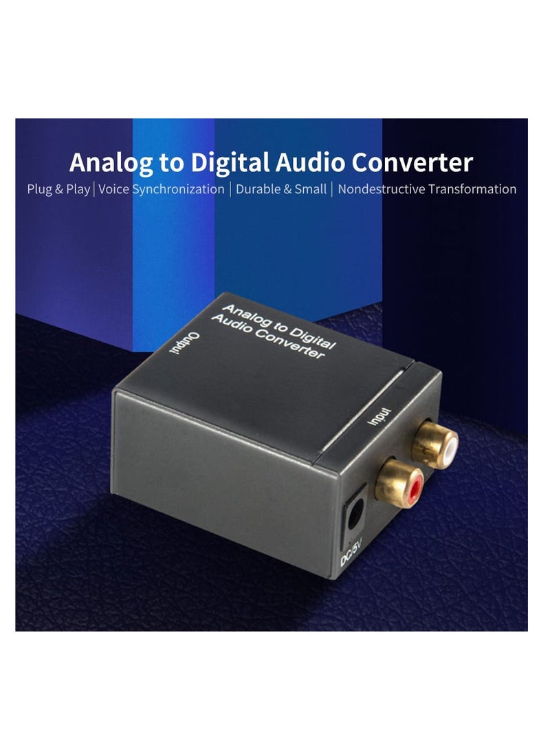 Analog to Digital Audio Converter Adapter for Audio Switching Converts Analog Stereo Audio Signal from R L Input to Coaxial and Toslink