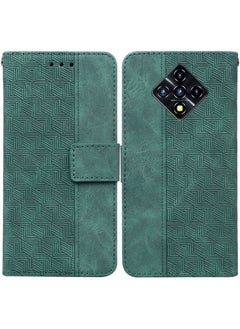 HuHa Case Cover For For Infinix Zero 8 X687 Geometric Embossed Leather Phone Case(Green) 