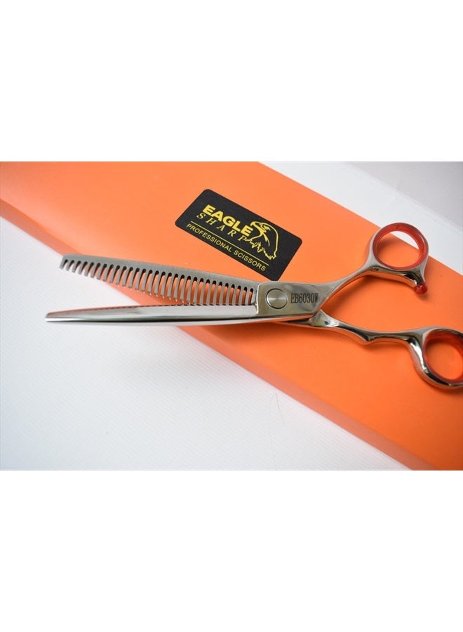 EAGLE SHARP Professional Hair Cutting Scissors 6 inch thinning Scissors 30 Tooth Blender Convex Blade Comfort Handle Stainless Steel Hair Japanese Craft (6.0" Thinner) - Image 4