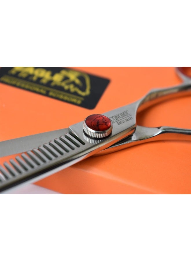 EAGLE SHARP Professional Hair Cutting Scissors 6 inch thinning Scissors 30 Tooth Blender Convex Blade Comfort Handle Stainless Steel Hair Japanese Craft (6.0" Thinner) - Image 3