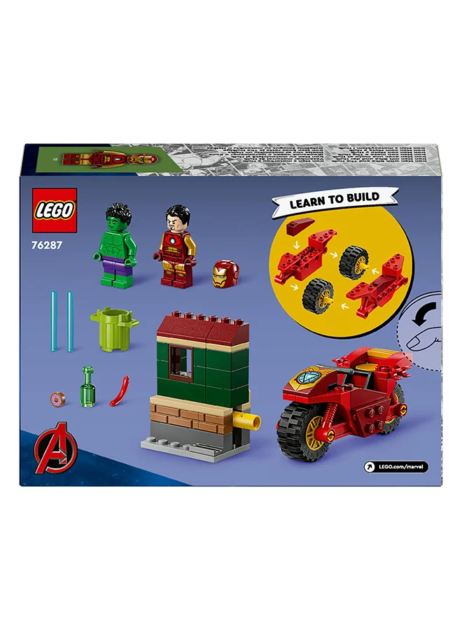 LEGO Marvel Iron Man with Bike and The Hulk, Super Hero Building Toy for Kids, Collectible Playset with Vehicle and Minifigures, Gift for Boys and Girls Aged 4 and Over 76287