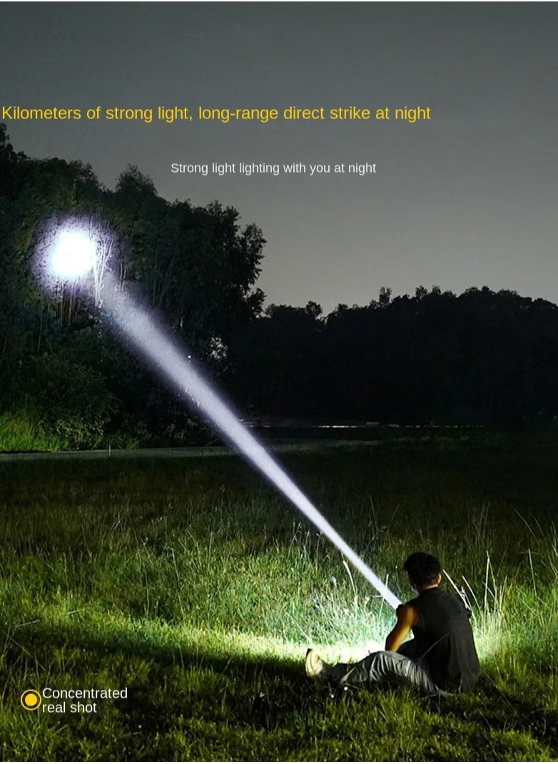 LED Flashlight 30W Fluorescent Strip 18650mAh Power Bank 1000M Range Outdoor Emergency Flash Light Torch