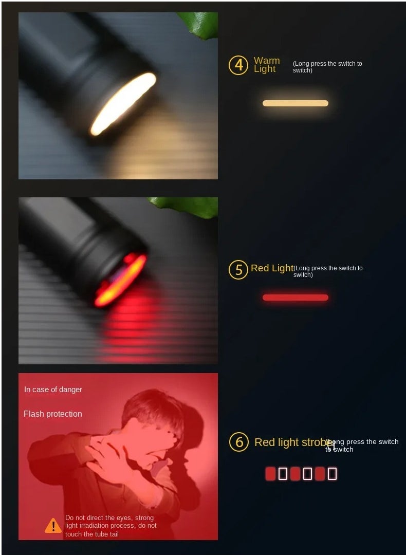 LED Flashlight 30W Fluorescent Strip 18650mAh Power Bank 1000M Range Outdoor Emergency Flash Light Torch