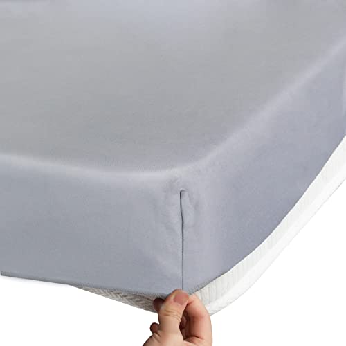 Coldwind Cot Sheets 30" x 80", Cot Size Sheet Fitted with Narrow Twin/Camp Rvs Bunk/Guest Beds/Camping/Travel Trailers/Spilt Queen Bed, Super Soft Breathable Microfiber Cover, Bottom Sheet, Gray - Image 4