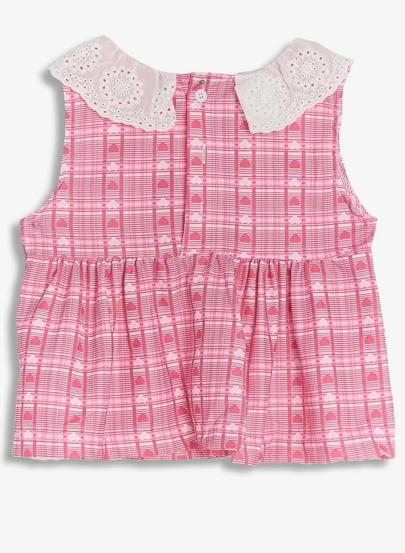 Pinata  Lace Collar Pink Frill Top and Pants Set for Women | Best Price UAE