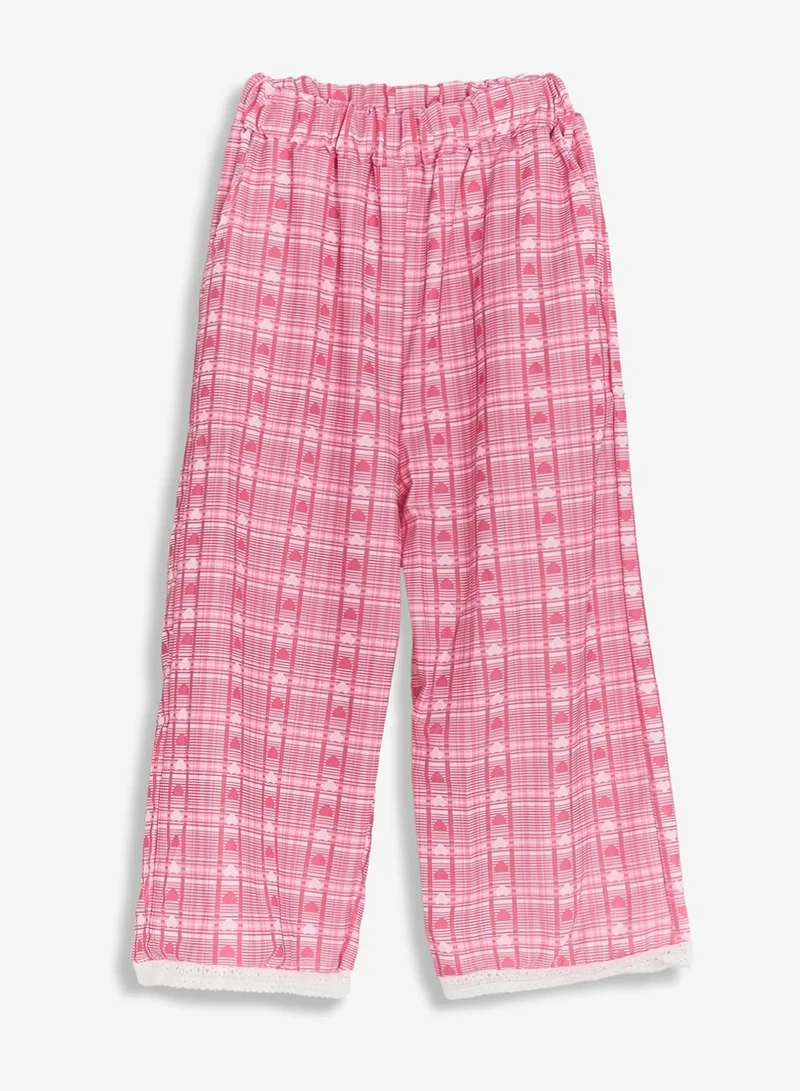 Pinata  Lace Collar Pink Frill Top and Pants Set for Women | Best Price UAE