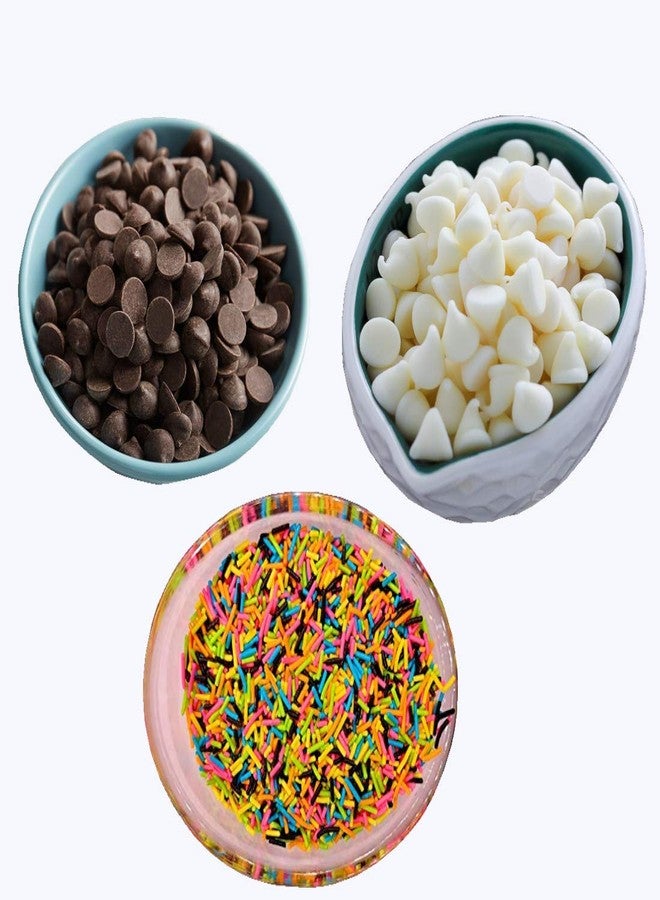 Pramix Combo of Rainbow Sprinkles, Dark & Milk Choco Chips 300 gm ( Each Pack Weight 100 gm ) - Image 2