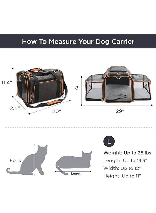 Arabest Expandable Pet Carrier Bag, Airline Approved Cat Travel Bag, 2 Sides Expandable & 3 Mesh Pockets, Shoulder Strap, Soft-Sided Puppy Carriers with Sherpa Pad, Travel Dog Carriers for Small Dogs Cat - Image 5