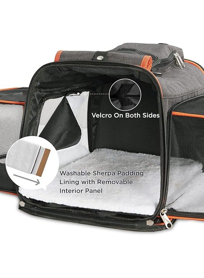 Arabest Expandable Pet Carrier Bag, Airline Approved Cat Travel Bag, 2 Sides Expandable & 3 Mesh Pockets, Shoulder Strap, Soft-Sided Puppy Carriers with Sherpa Pad, Travel Dog Carriers for Small Dogs Cat - Image 3