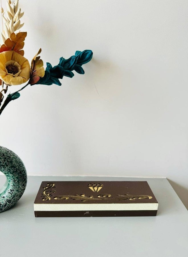 دي أس أس علبة هدايا من سلسلة LED خشبية من DSS، مزينة بمخمل مخملي، لون بني - Image 1