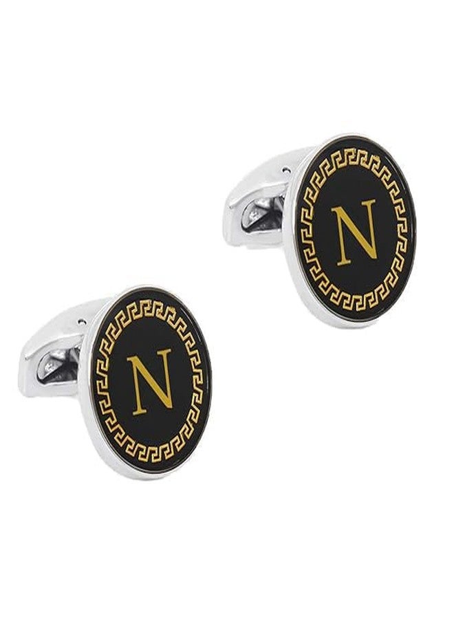 AMAAL Cufflinks for Men Boys Cuff links Formal Stainless Steel Cufflink For Men Alphabet Letters N Birthday Gift Anniversary Husband Cuff Links Cufflinks Set Mens Boys Man Boy Valentine Gifts -A14 - Image 1