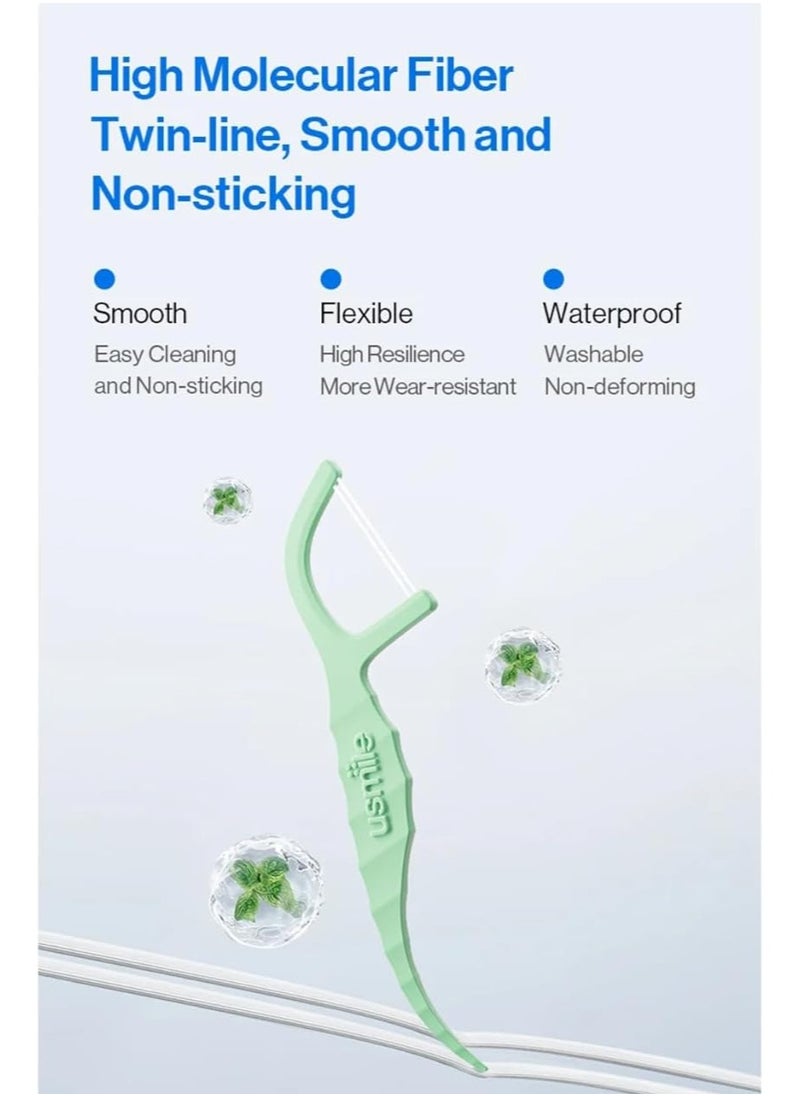 usmile - usmile Twin-line Freshening Anti-caries Dental Floss Toothpicks Teeth Stick Tooth Cleaning Interdental Oral Care (Freshening - 200 Count, Pack of 4) - Image 1