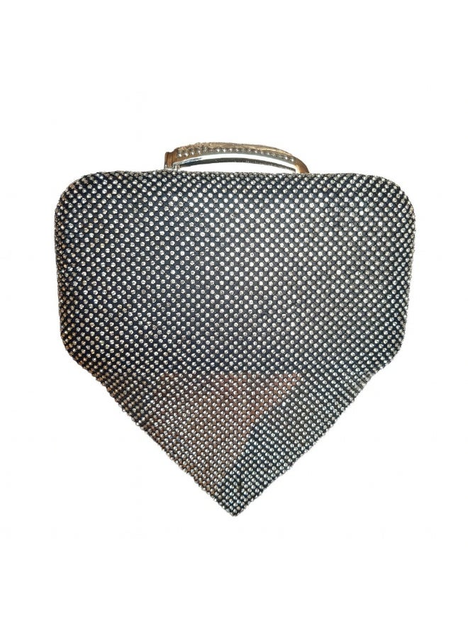 Women's black and silver Evening Bag – Elegant Clutch for Parties & Special Occasions – Spacious Crossbody Purse with Long Chain – Stylish Handbag for Women