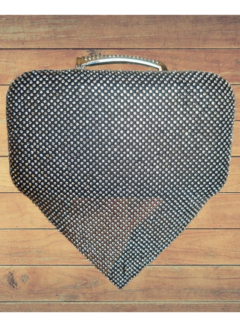 Women's black and silver Evening Bag – Elegant Clutch for Parties & Special Occasions – Spacious Crossbody Purse with Long Chain – Stylish Handbag for Women - Image 3