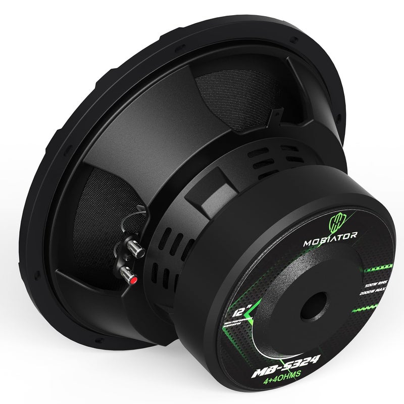 MOBIATOR-12 Inch Car Subwoofer 2000W Max Power, 135Oz Magnet, 3 Inch Black Voice Coil, Dual Spider, 4 Ohm Heavy Gauge, Easy to Install, Black-S324 (MB-S324) - Image 2