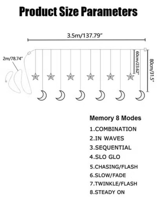 3.5 متر في الهواء الطلق على شكل نجمة شرفة حديقة مضادة للماء سلسلة ضوئية مزخرفة لترتيب المناظر الطبيعية، وخلق جو التخييم مع الإضاءة الدافئة، قابلة للاستخدام في هالوين وعيد الميلاد، وأوتار إضاءة زخرفية للزفاف - Image 2