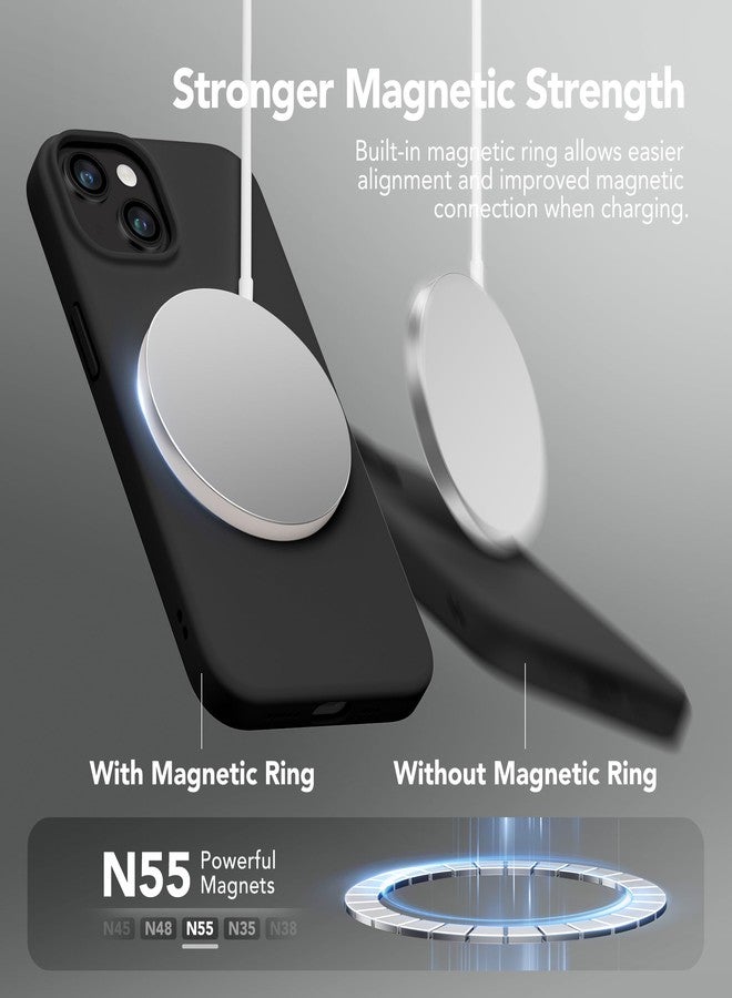 GONEZ Magnetic for iPhone 14 Case, Compatible with Magsafe, with Screen Protector + Camera Protector, Anti-Scratch Microfiber Lining, Liquid Silicone Shockproof Protective Phone Case, Black - Image 3