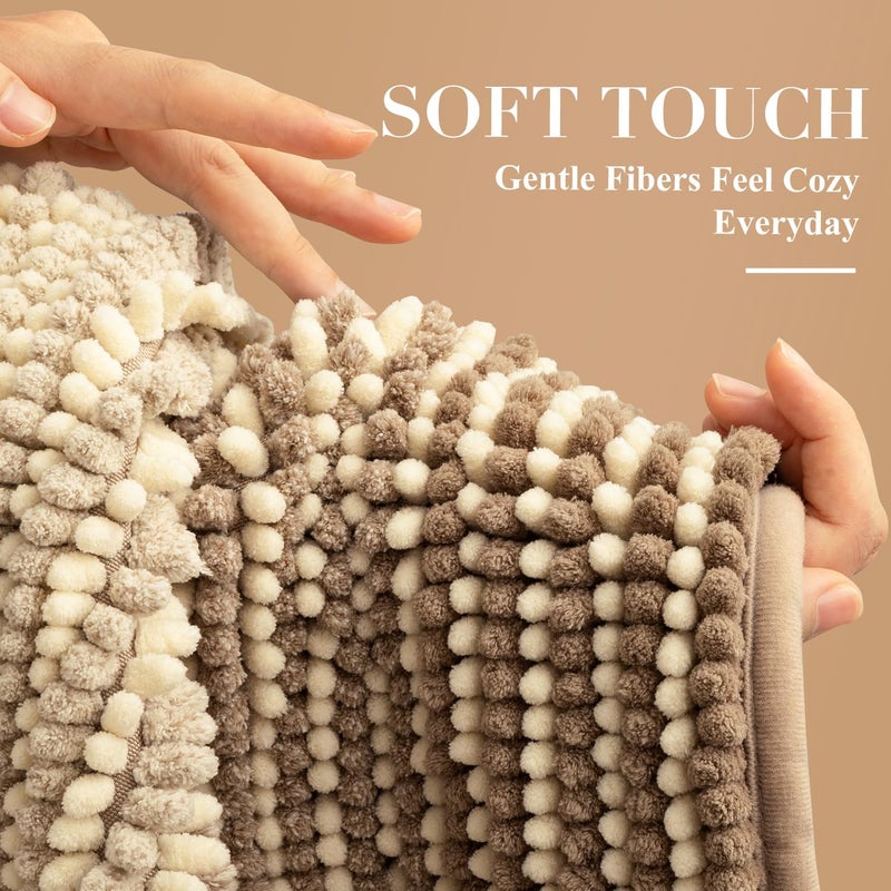 BSICPRO Bath Mat Rug for Bathroom Non Slip 17 x 24 Inches Water Absorbent Chenille Floor Mats Machine Washable (Tan) - Image 3