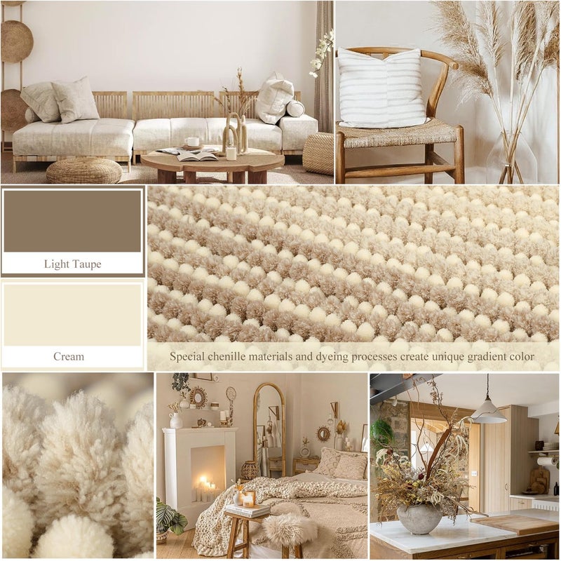 BSICPRO Bath Mat Rug for Bathroom Non Slip 17 x 24 Inches Water Absorbent Chenille Floor Mats Machine Washable (Tan) - Image 2