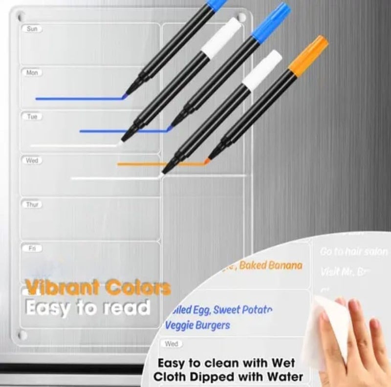 Home-Cloud HomeCloud Magnetic Weekly Calendar for Fridge | Stay Organized with our Reusable Acrylic Planner include Magnetic Pen Holder, Eraser and 5 Magnetic Markers - Image 4