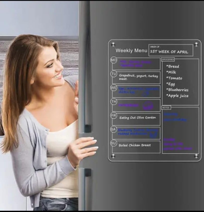 Home-Cloud HomeCloud Magnetic Weekly Calendar for Fridge | Stay Organized with our Reusable Acrylic Planner include Magnetic Pen Holder, Eraser and 5 Magnetic Markers - Image 5