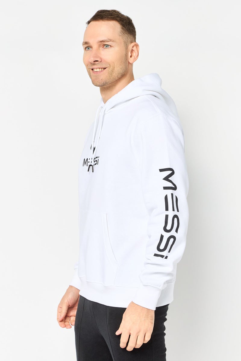 MESSI Men Sportswear Fit Long Sleeves Outdoor Hoodie, White - Image 2