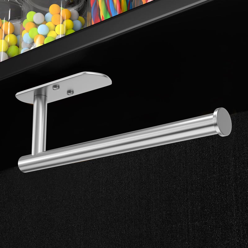 VAEHOLD Adhesive Paper Towel Holder Under Cabinet Mount, Wall Mounted Paper Towel Roll Holder for Kitchen Paper Towel, Stainless Steelï¼ˆSilveryï¼‰ - Image 4