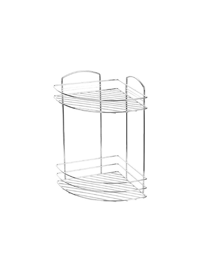 Primanova Elegant Design 2-Tier Fest Bathroom Corner Shelf Silver  32.2 x 21.4 x 21 cm D-05222-WS - Image 1
