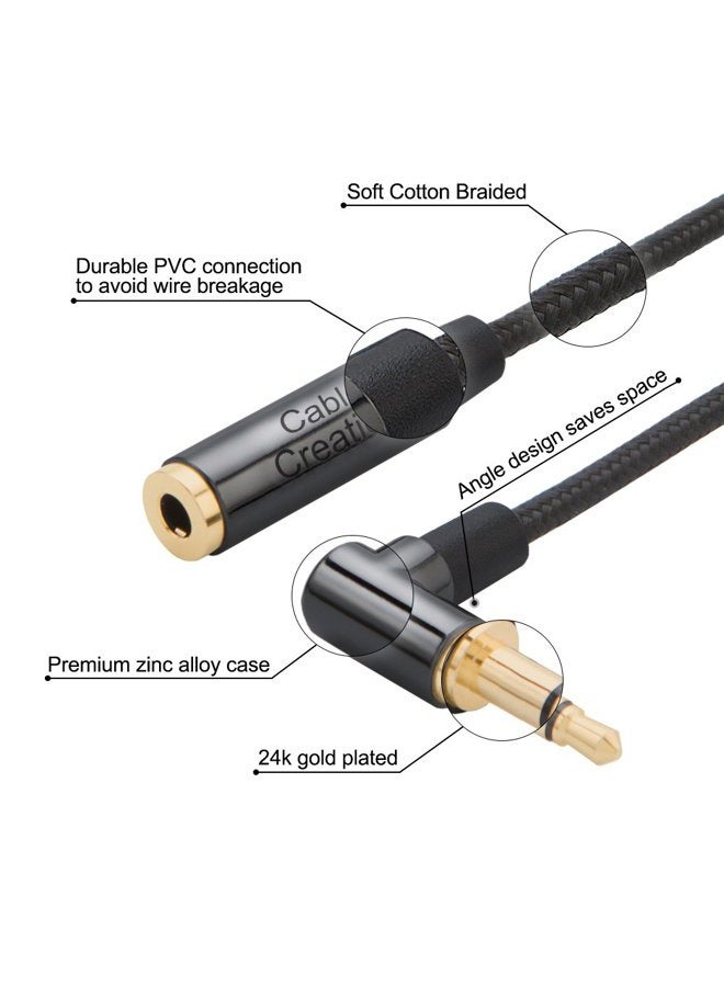 CableCreation 3.5mm Headphone Extension Cable, 6FT 3.5mm Male to Female TRRS Audio Stereo Cable,Right Angle Auxiliary HiFi Cable with Silver-Plating Copper,24K Gold Plated (Microphone Compatible) - Image 2
