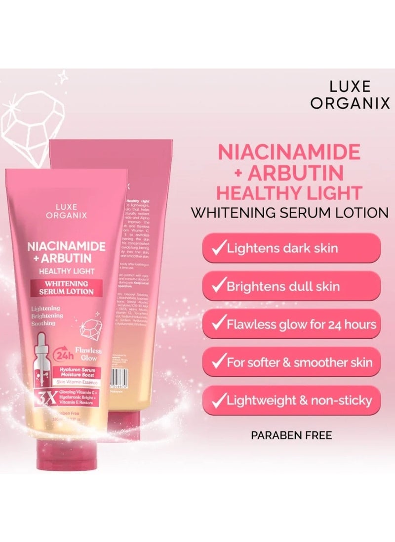 LUXE ORGANIX Luxe Organix Niacinamide + Arbutin Healthy Light Whitening Serum Lotion - 350ml  - Image 3